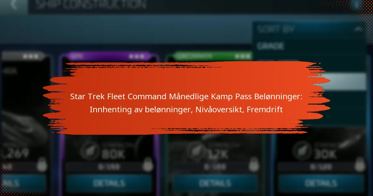 Star Trek Fleet Command Månedlige Kamp Pass Belønninger: Innhenting av belønninger, Nivåoversikt, Fremdrift